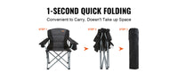 Portable Camping Folding Chair for Adults – Quad Chair with Lumbar Support, Padded Armrests & Side Pockets for Beach, Lawn & Picnic